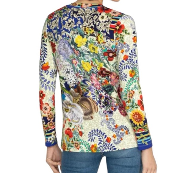 JOHNNY WAS Wild Flower Favorite V-Neck Long Sleeve Swing Tee Women's Size Small - Picture 3 of 13